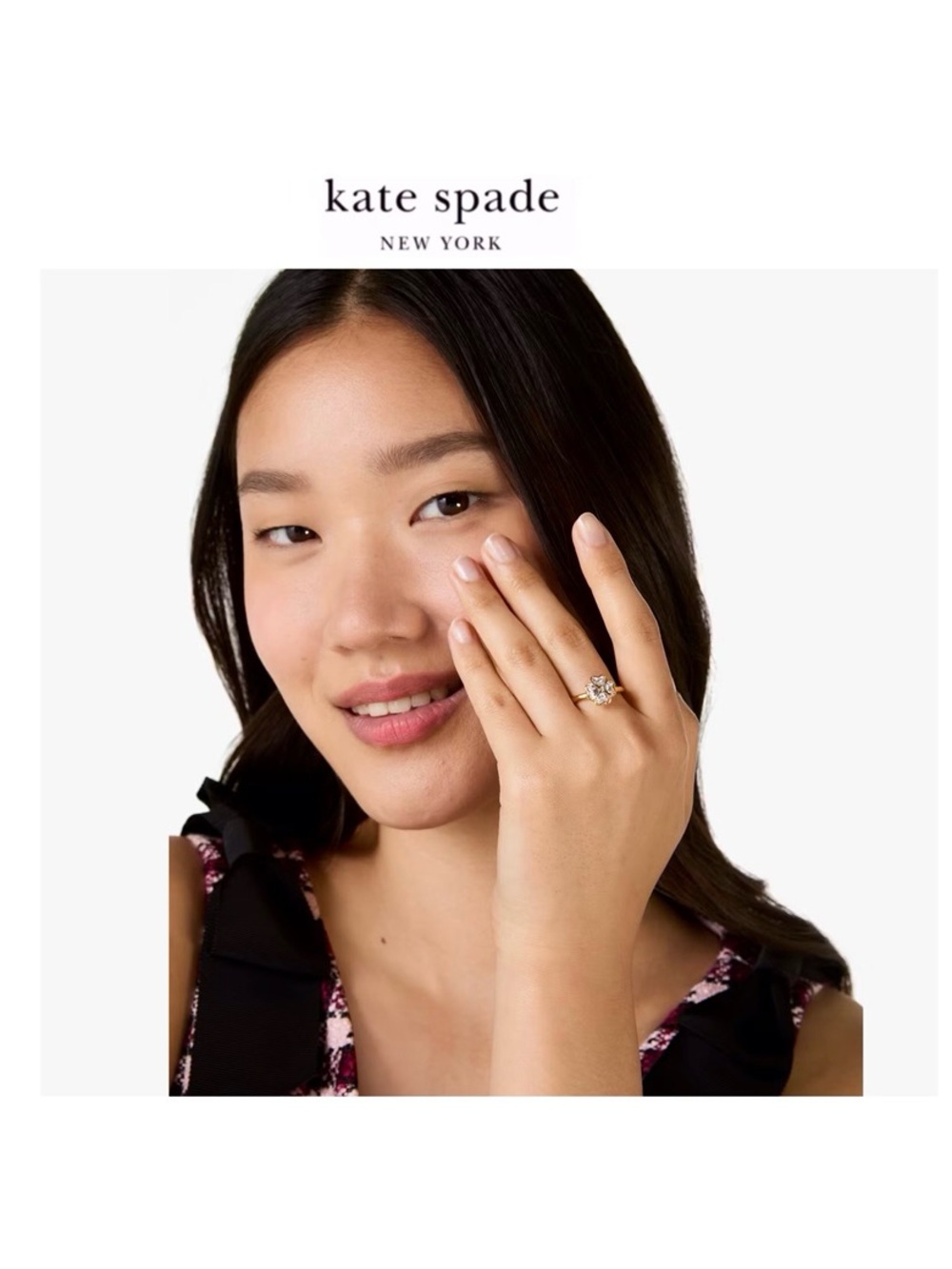 NWT Kate Spade ♠️ SOMETHING SPARKLY SPADE 12-K Gold Plated CZ Crystals Ring - Picture 9 of 9